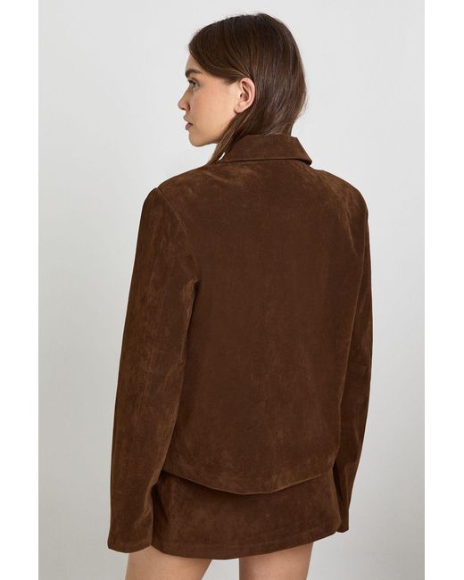 Boohoo Brown Faux Suede Pocket Detail Blazer