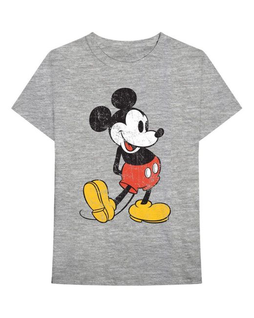 Disney Gray Adult Mickey Mouse Vintage Cotton T-Shirt