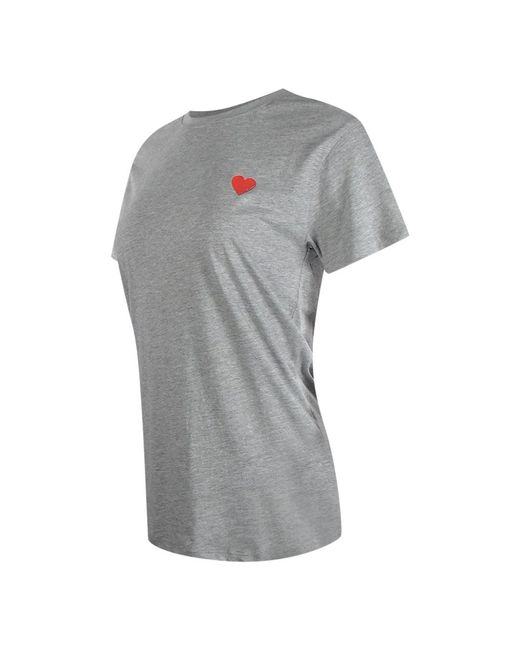 Moschino Gray Love Heart Logo T-Shirt Cotton