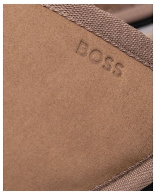 Boss White Faux-suede Mule Slippers With Rubber Sole for men