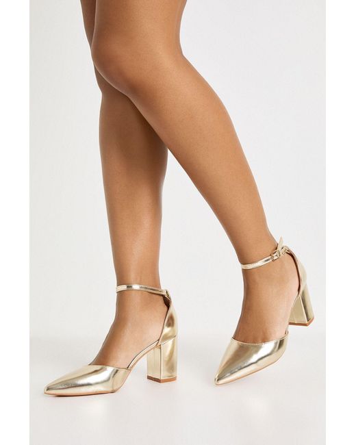 Boohoo Natural 2 Part Court Block Heels