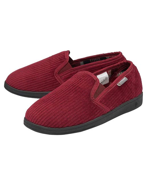Dunlop Red Tartan Lined Slippers With Memory Foam for men