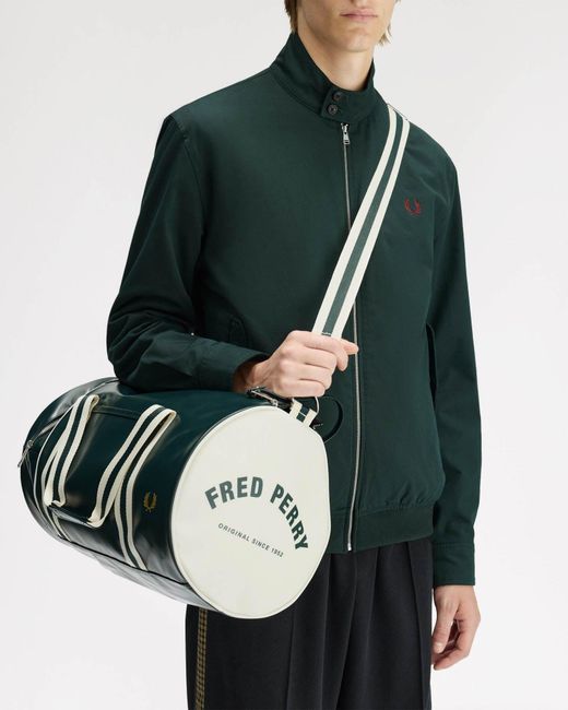 Fred Perry Green Grassroots Barrel Bag for men