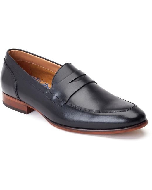 Base London Blue Bruno Leather Loafers for men