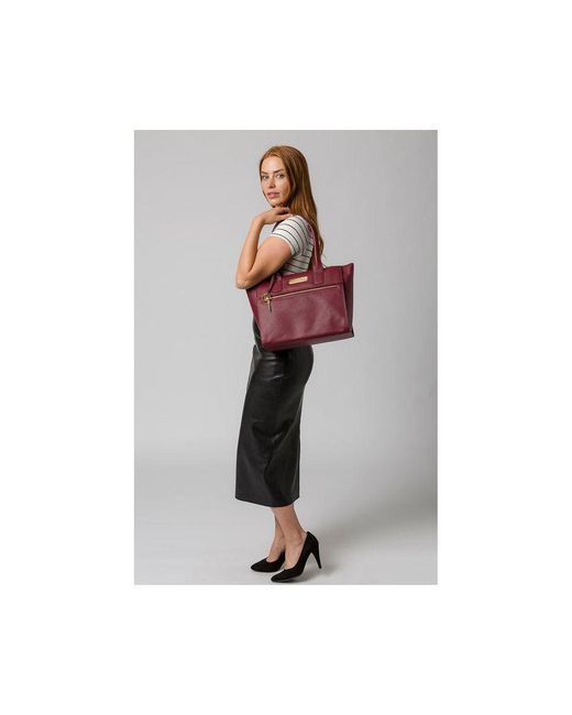 Pure Luxuries Red 'Faye' Pomegranate Leather Tote Bag