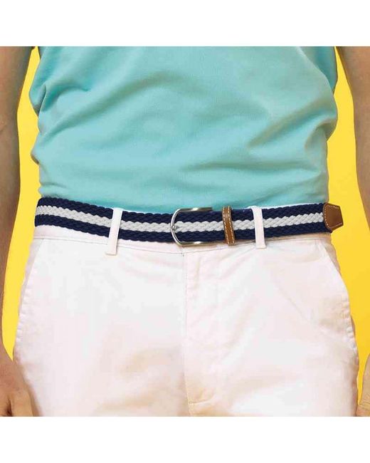 Asquith & Fox Blue Two Colour Stripe Braid Stretch Belt Rubber for men