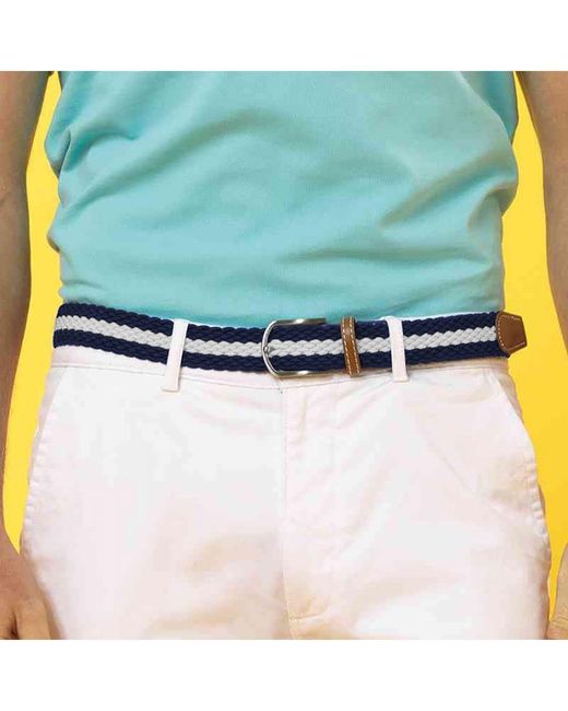 Asquith & Fox Blue Two Colour Stripe Braid Stretch Belt (/) Rubber for men