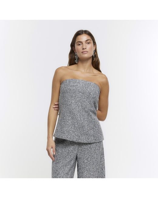 River Island Gray Bandeau Top Ri Studio