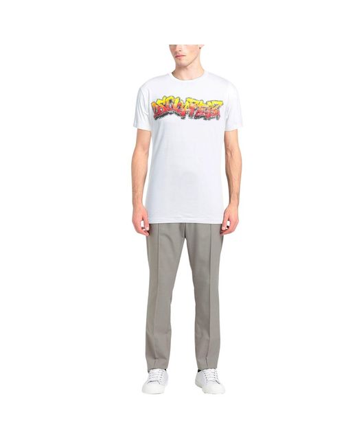 DSquared² White Wall Tag Logo T-Shirt Cotton for men