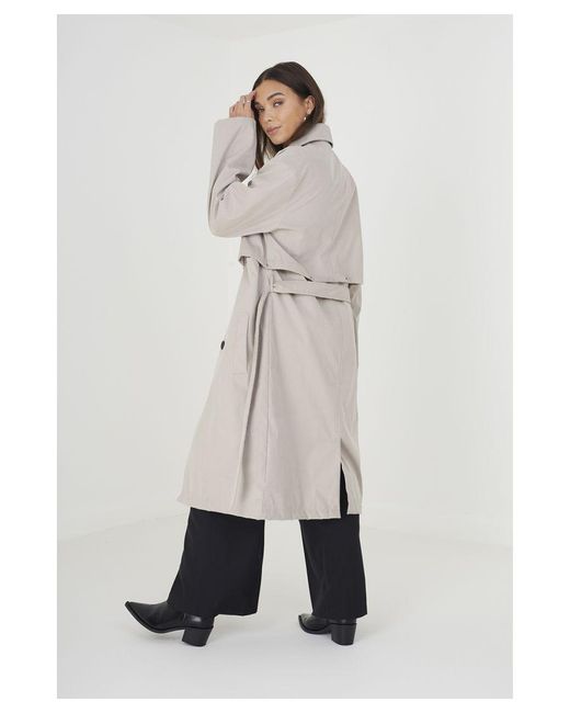 Brave Soul White 'Daynan' Double Breasted Detachable Trench Coat