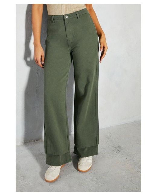 MissPap Green Oversized Folded Hem Detail Trouser
