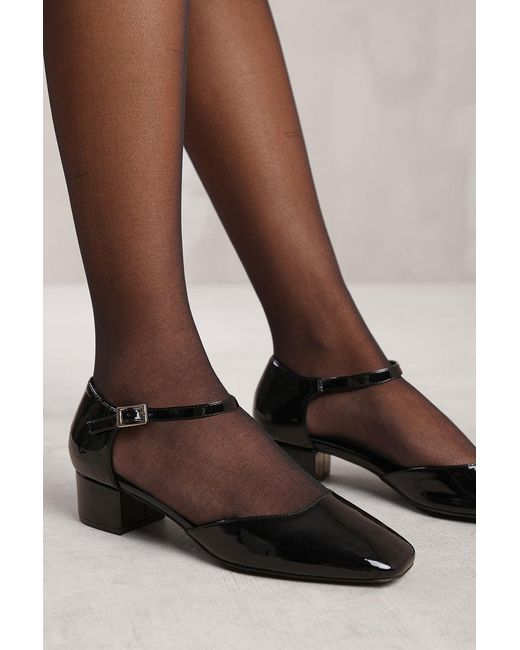 Where's That From Brown Peony Square-Toe Buckle Heels