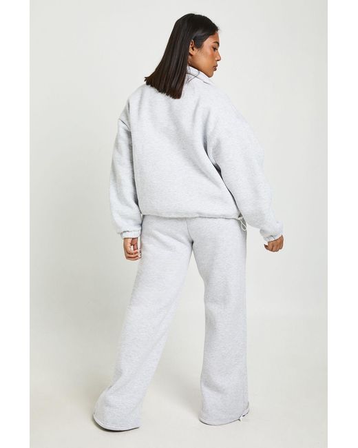 Boohoo Gray Plus Adjustable Toggle Wide Leg Jogger