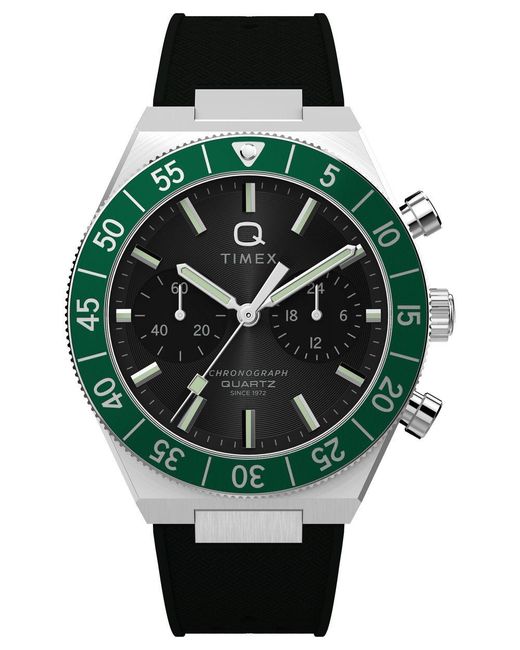 Timex Green Q Continental Watch Tw2Y56100 Silicone for men