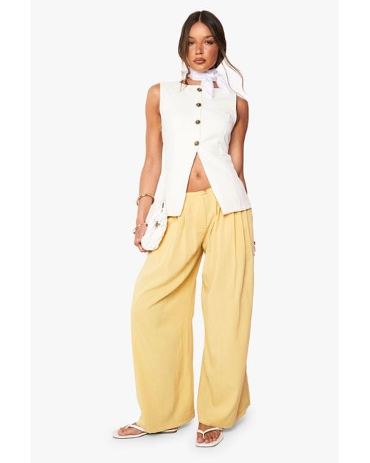 Boohoo Metallic Linen Look Palazzo Trousers