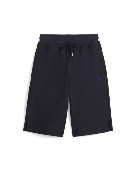 PUMA Blue Premium Ess Jacquard Long Line Relaxed Shorts 11" for men