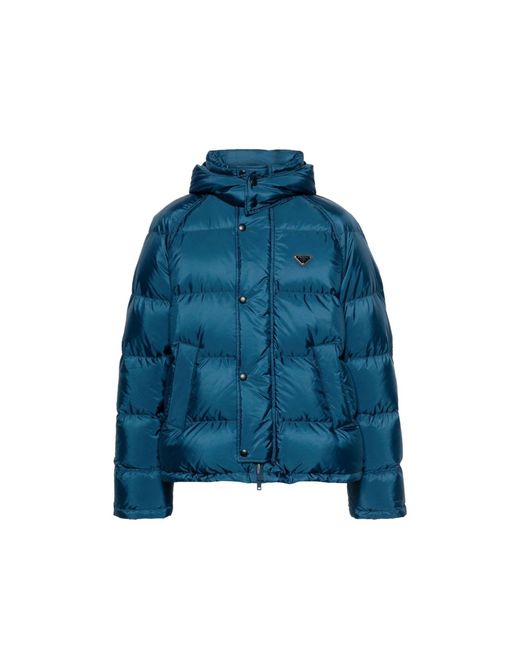 Prada Re-Nylon Cropped Donsjack in het Blue voor heren