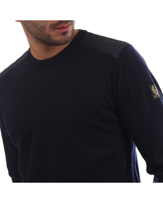 Belstaff Blue Crew Neck Kerrigan Jumper for men