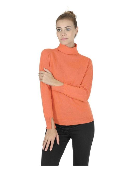 Crown of Edinburgh Cashmere Orange Turtleneck Sweater Coe 0023