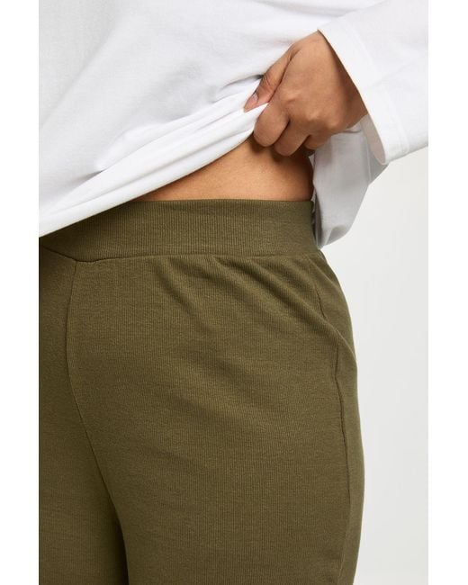 Boohoo White Plus Basic Rib Straight Leg Trouser