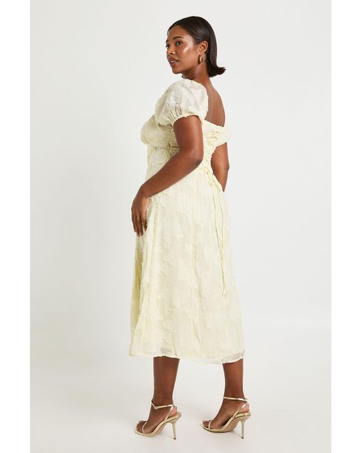 Boohoo Natural Plus Burnout Milkmaid Midi Dress