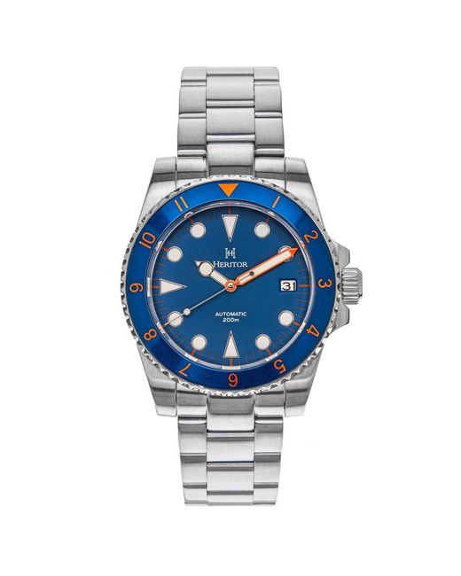 Heritor Blue Luciano Bracelet Watch W/date - Navy Stainless Steel for men