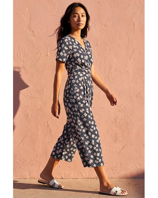 Roman Blue Petite Crop Jumpsuit
