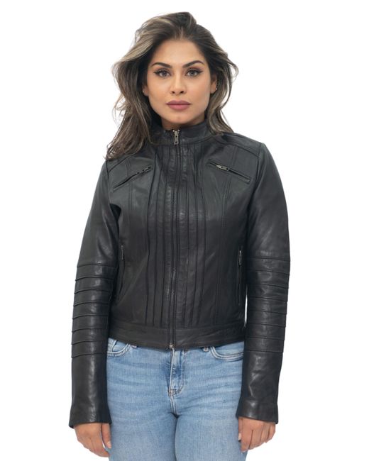 Infinity Leather Black Biker Jacket-Konya