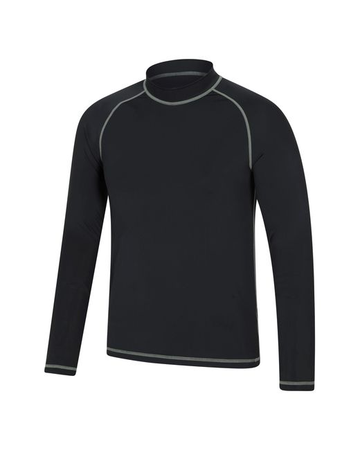 Mountain Warehouse Black Long Sleeve Rash Vest Sun Protection Quick Drying Swimwear Stretchy Beach Surf Top Polyamide for men