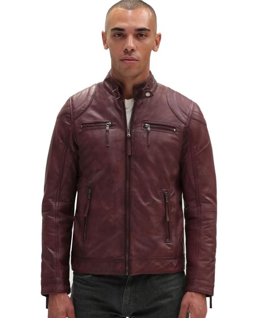 Infinity Leather Purple Moto Biker Jacket-Taiwan for men