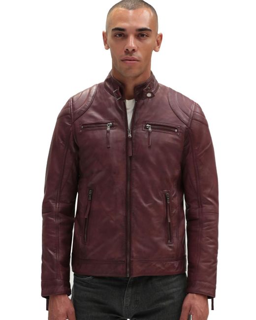 Infinity Leather Purple Moto Biker Jacket-Taiwan for men