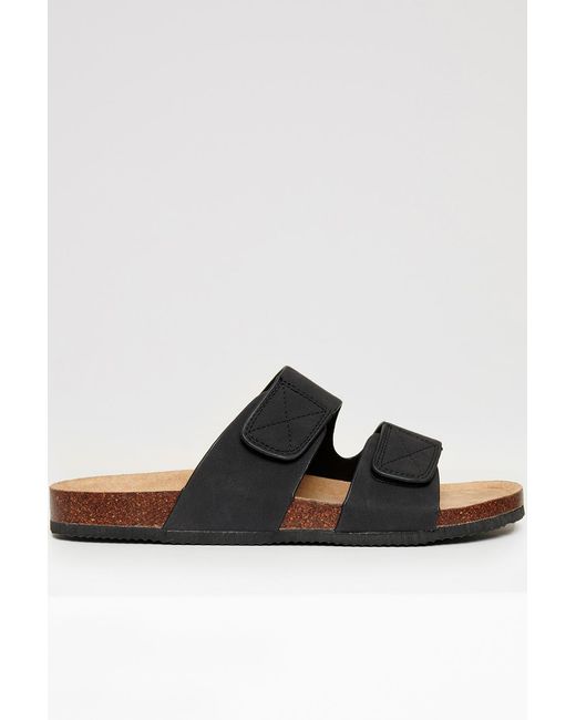 Threadbare Black Faux Suede Two Strap Sandals for men
