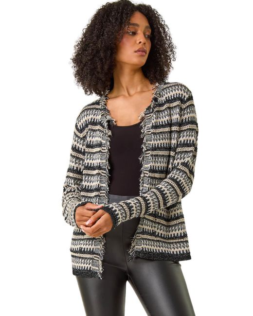 Roman Black Linear Textured Cardigan