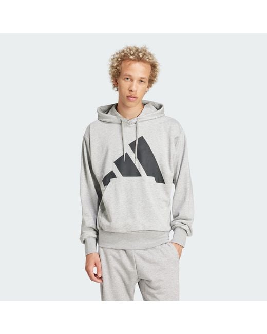Adidas Gray Essentials Big Logo French Terry Hoodie for men