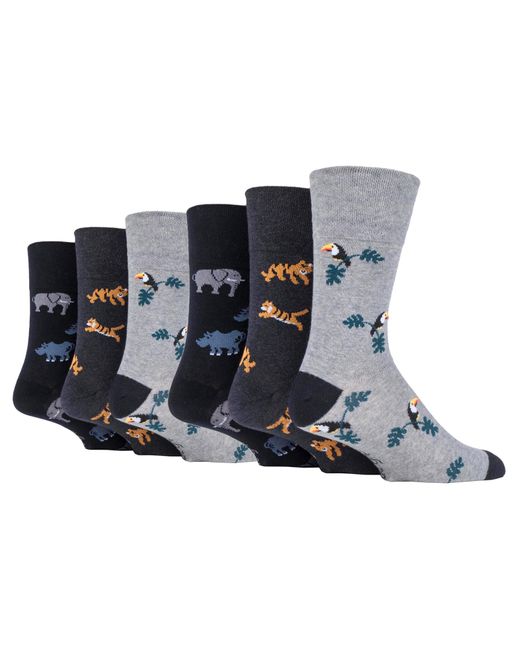 Gentle Grip Black 6 Pairs Non Elastic Socks for men