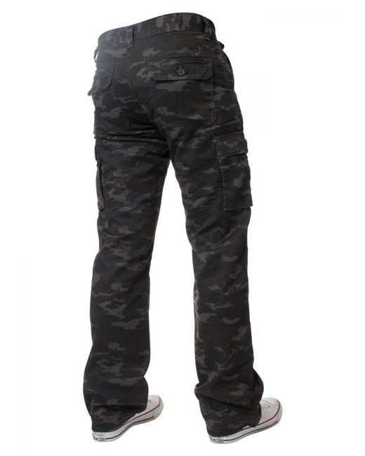 Kruze By Enzo Black Cargo Combat Trousers for men
