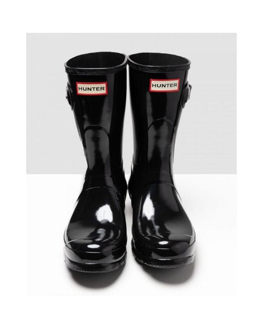 Hunter Black Original Short Gloss Ladies Wellingtons