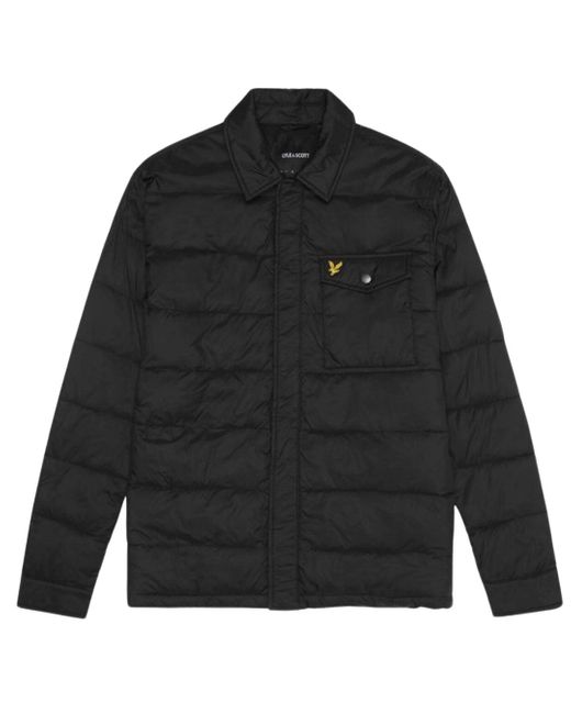 Lyle & Scott Black Branded Jet Wadded Collared Jacket for men