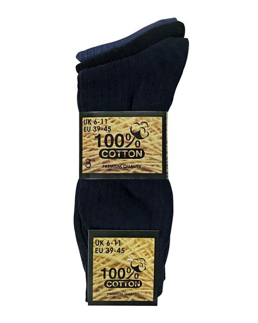 Sock Snob Blue 6 Pack Soft 100% Cotton Breathable Coloured Ribbed Dress Socks for men