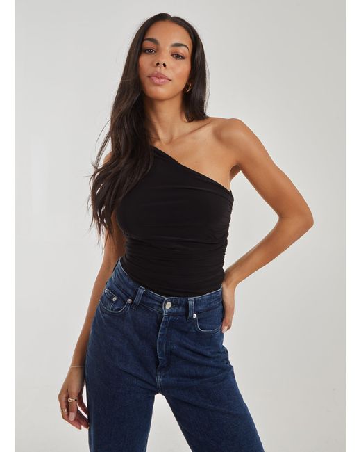 Pink Vanilla Blue One Shoulder Slinky Bodysuit
