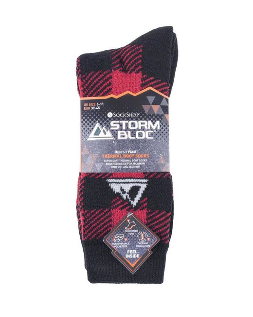 Storm Bloc Blue 2 Pairs Thick Cushioned Patterned Winter Warm Thermal Boot Socks For Hiking for men