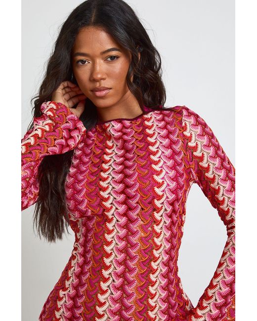 Boohoo Red Knitted Scoop Back Mini Dress