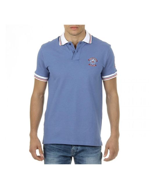 Ufford & Suffolk Polo Club Blue Short Sleeves Light Dago Cotton for men