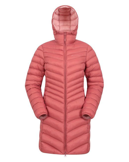 Mountain Warehouse Red 'Florence' Long Padded Jacket Water Resistant Winter Coat Polyamide