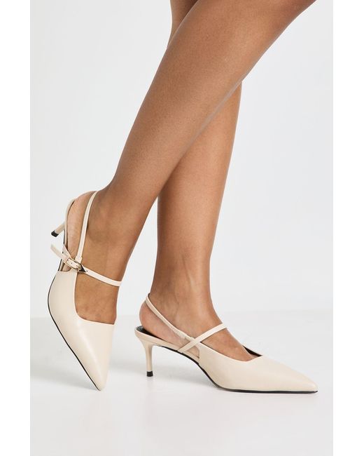 Boohoo White Buckle Strap Slingback Court Heels