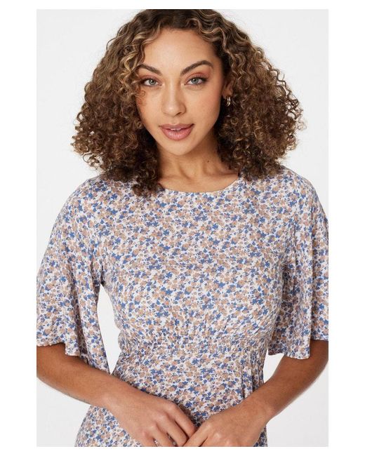 Izabel London White Multi Angel Sleeved Midi Dress Viscose