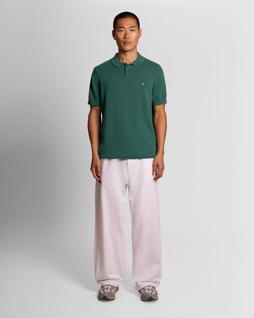 Lyle & Scott Green Cotton Knitted Polo Shirt for men