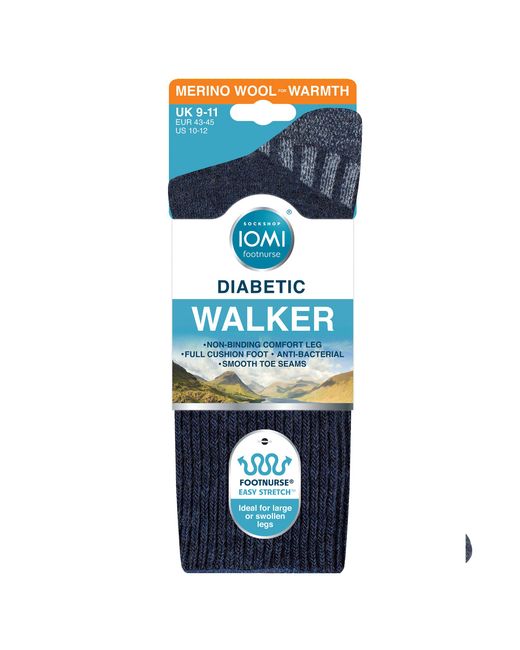 IOMI Blue Diabetic Wool Walking Socks For for men