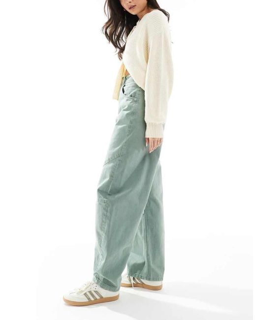 ASOS Blue High Waisted Barrel Jean With Seam Detail