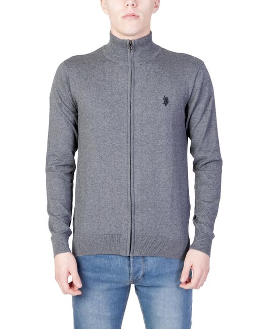 U.S. POLO ASSN. Us Polo Assn Full Zip Gebreide Trui Heather Grijs in het Blue voor heren